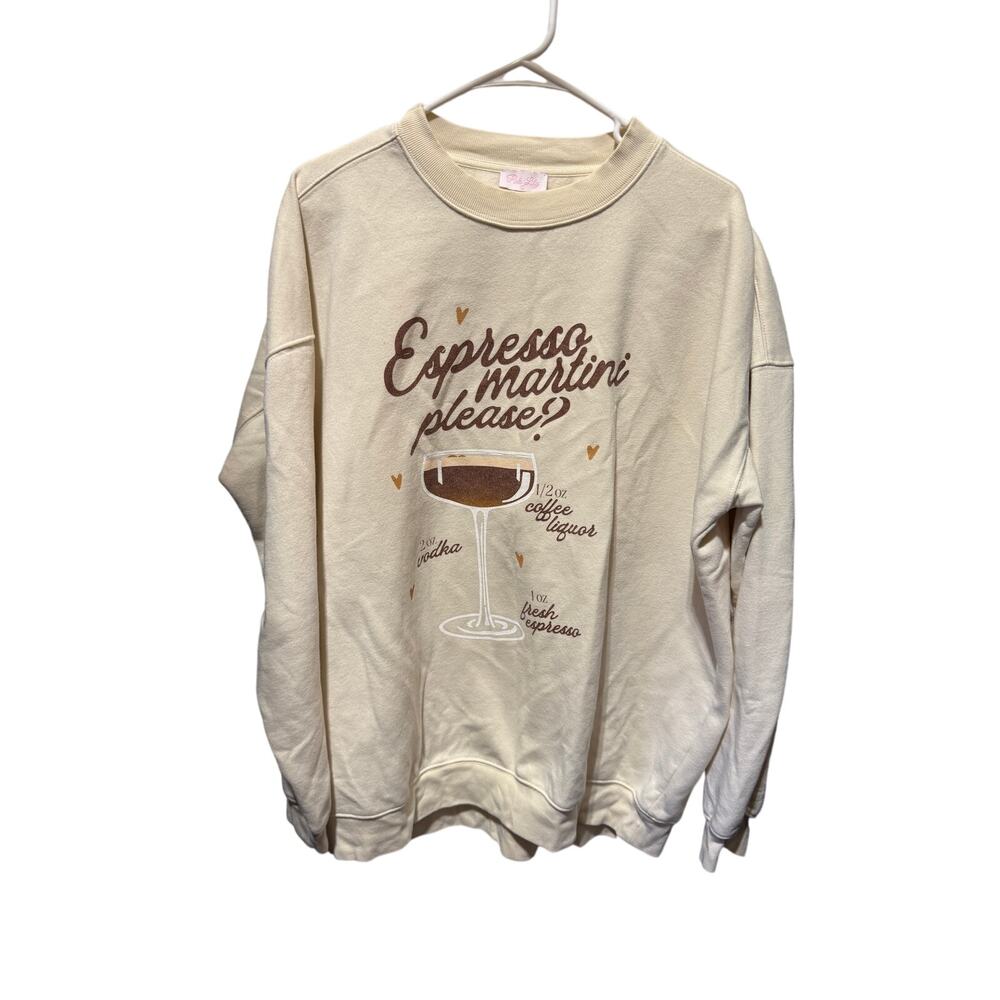 Pink Lily Espresso Martini Please Oversized Sweatshirt Size L